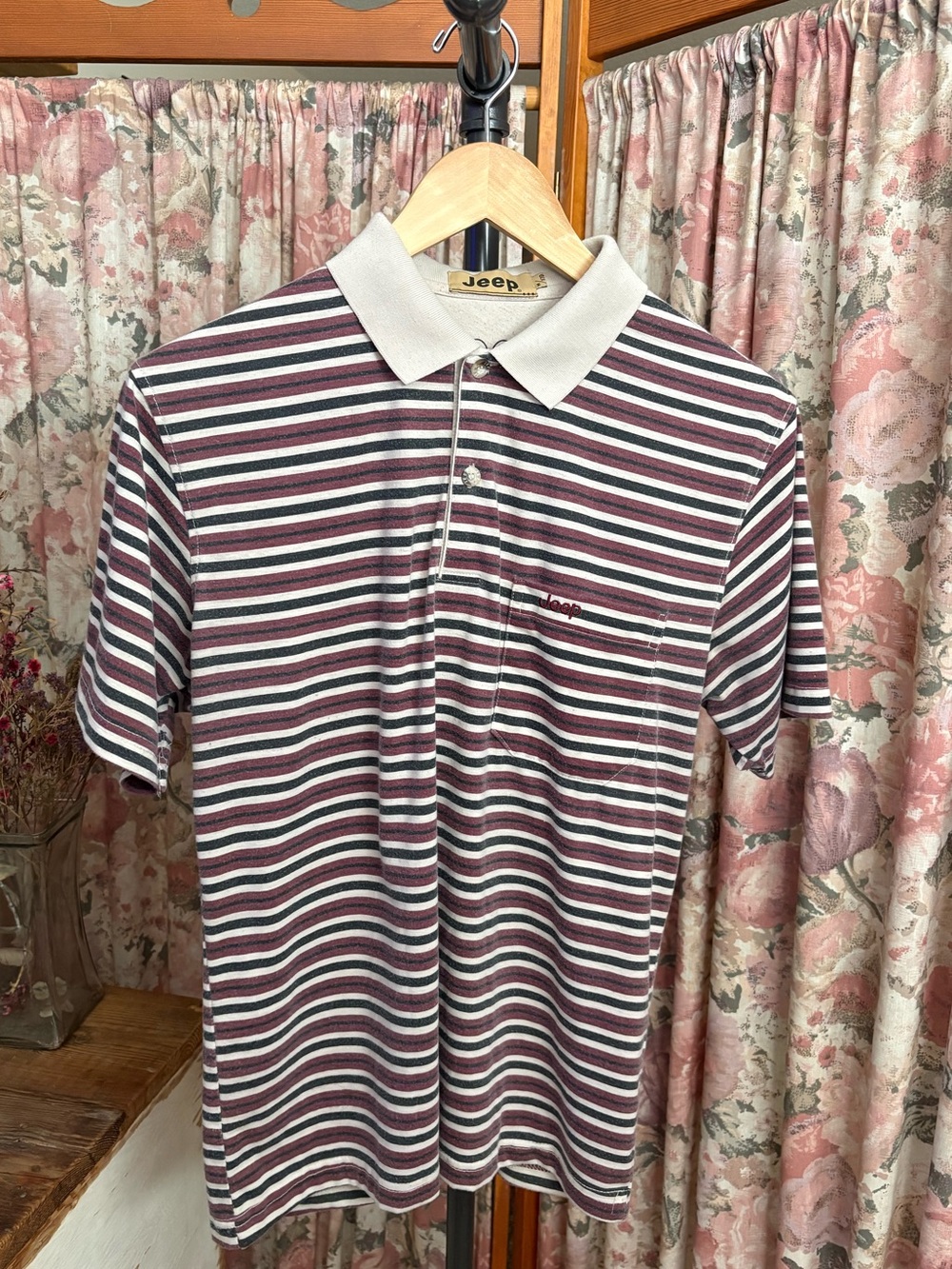 Vintage Jeep Striped Polo Shirt